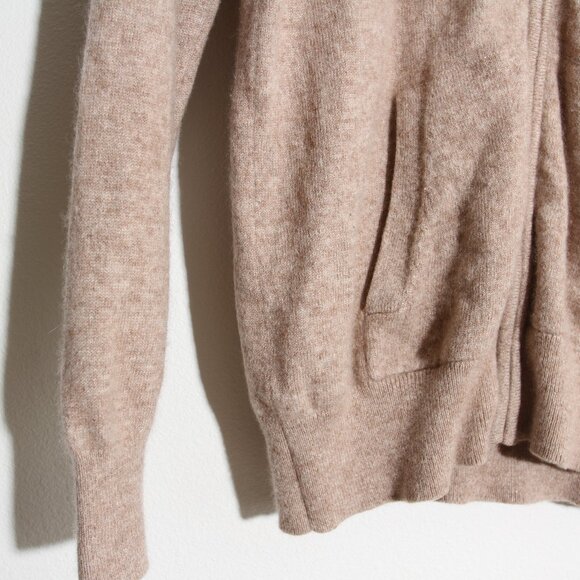 Quince 100% Mongolian Cashmere Full-Zip Hoodie Sweater Oatmeal Tan Size Small - Picture 6 of 16
